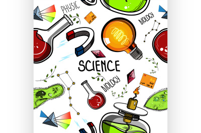 Colored Hand drawn science pattern