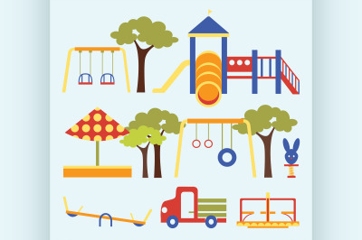 Icons set of playground equipments