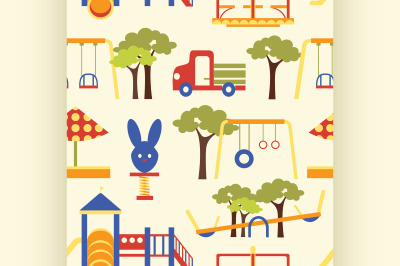 Icons set of playground equipments pattern