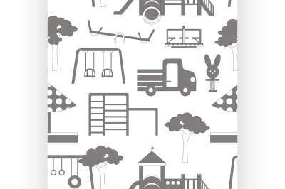 Icons set of playground equipments pattern