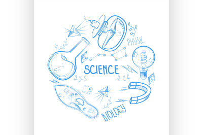 Hand drawn science set. Circle design