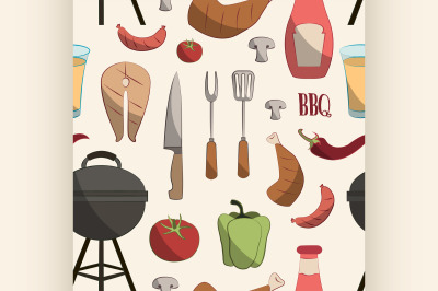 Set of barbecue pattern