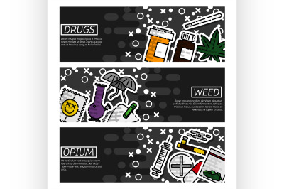 Set of Horizontal Banners about drugs