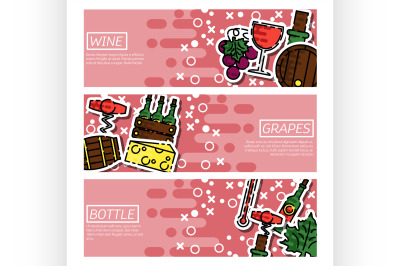 Set of Horizontal Banners about wine