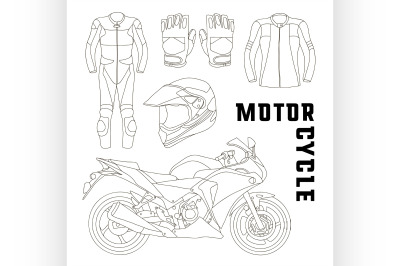 Vector set of motorcycle accessories