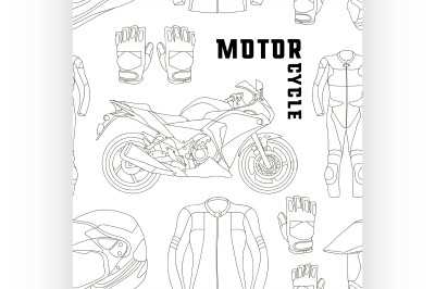 Vector set of motorcycle accessories pattern