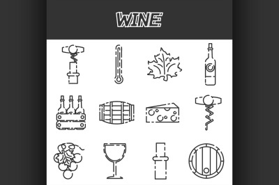 Wine flat icons set