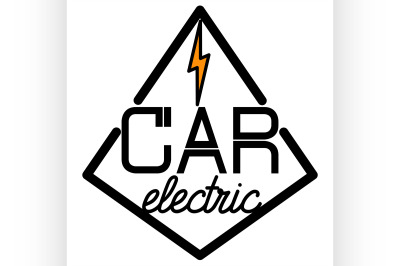 Color vintage electric car emblem