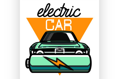 Color vintage electric car emblem