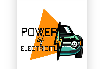 Color vintage electric car emblem