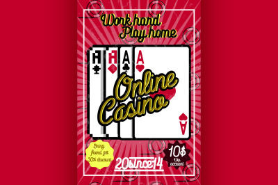 Color vintage online casino poster