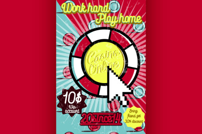 Color vintage online casino poster