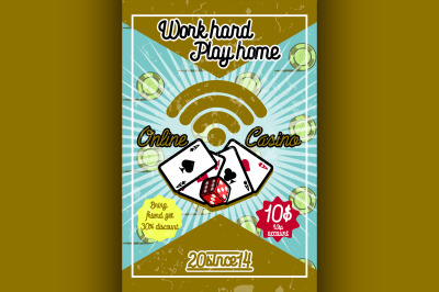 Color vintage online casino poster