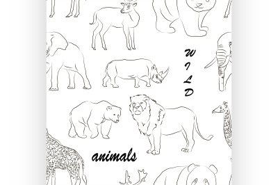 Wild animals set pattern