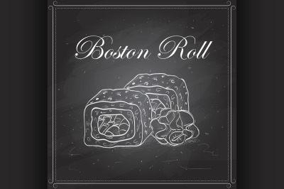 Vector sushi sketch, Boston roll