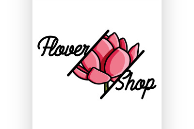 Color vintage flower shop emblem