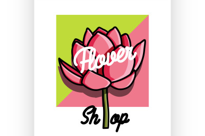 Color vintage flower shop emblem