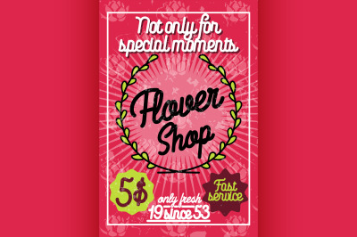 Color vintage flower shop poster