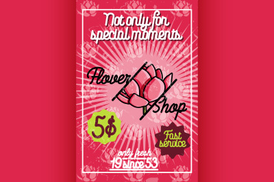 Color vintage flower shop poster