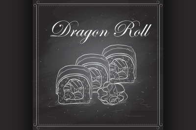 Vector sushi sketch, Dragon roll