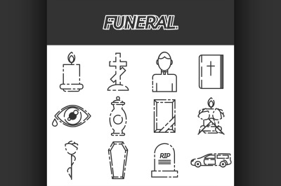 Funeral icon set