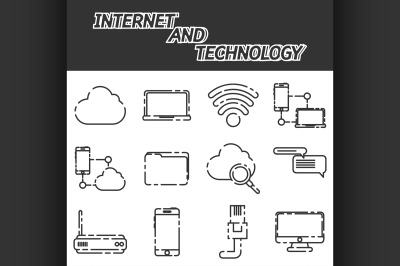 Internet and technology icon set