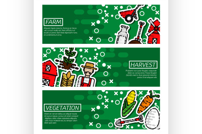 Set of Horizontal Banners about farm