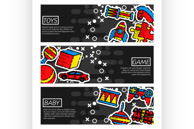 Set of Horizontal Banners about Toys