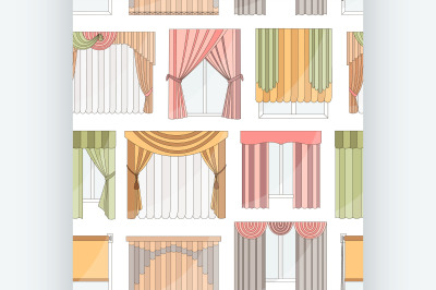 Different curtains and blinds for interior design