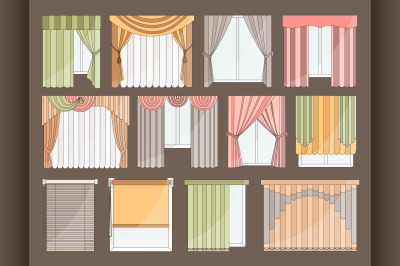 Different curtains and blinds for interior design