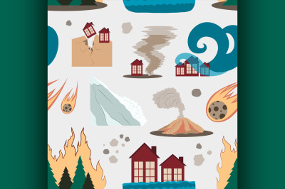 Natural disaster icon set pattern