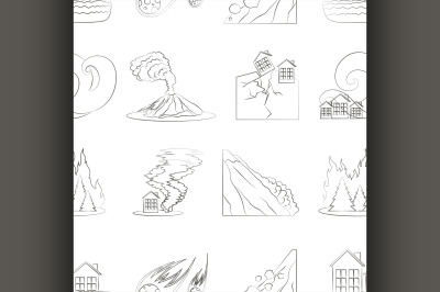 Natural disaster icon set pattern