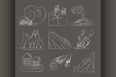 Natural disaster icon set