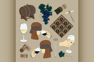 Tasting wine icons