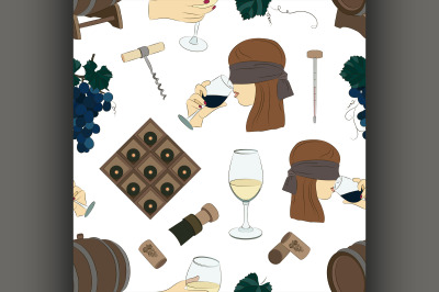 Tasting wine icons pattern