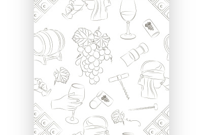 Tasting wine icons pattern