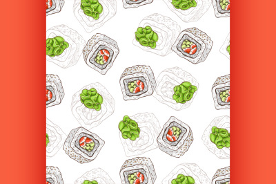 Sushi seamless pattern