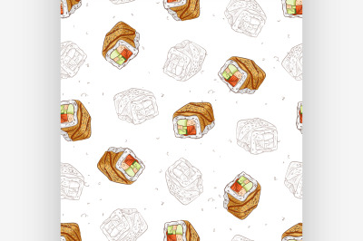 Sushi seamless pattern