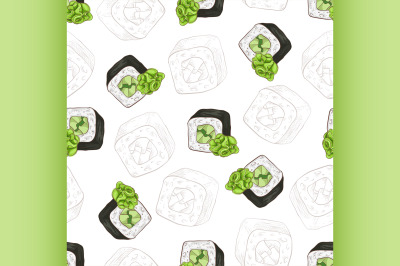 Sushi seamless pattern