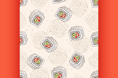 Sushi seamless pattern