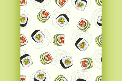 Sushi seamless pattern