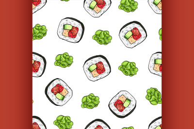 Sushi seamless pattern