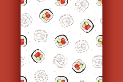 Sushi seamless pattern