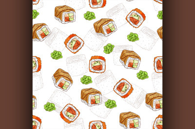 Sushi seamless pattern