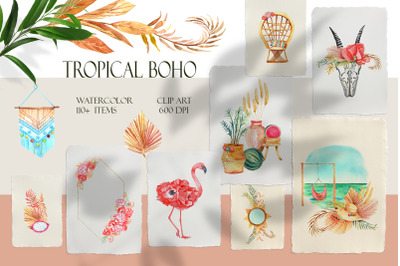 Tropical Boho Watercolor Clipart