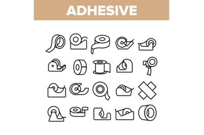 Adhesive Tape Scotch Collection Icons Set Vector