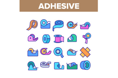 Adhesive Tape Scotch Collection Icons Set Vector