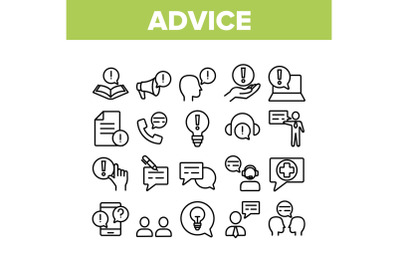 Advice Help Assistant Collection Icons Set Vector