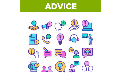 Advice Help Assistant Collection Icons Set Vector