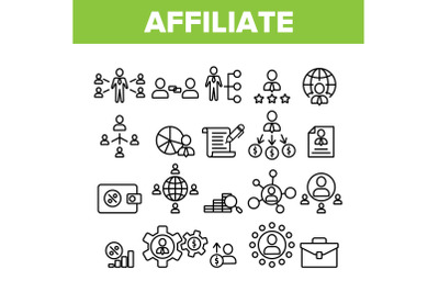 Collection Affiliate Elements Vector Icons Set